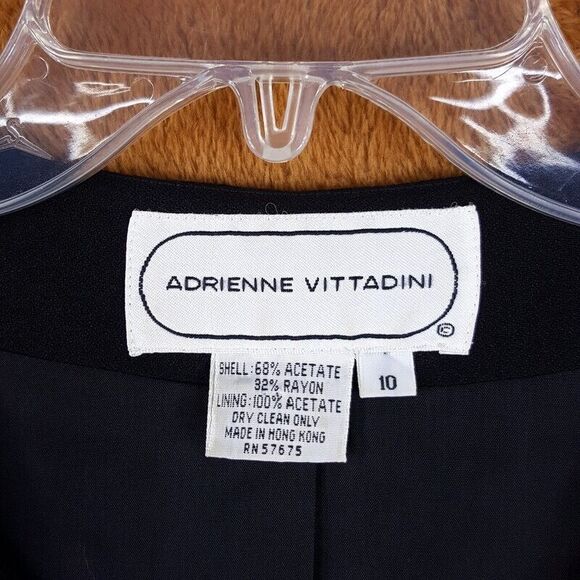 Vintage ADRIENNE VITTADINI Womens Jacket Size 10 Black Blazer Rhinestone 90s - Picture 4 of 8